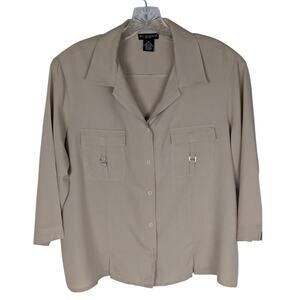 Bay studios career wear Beige wmns shirt Top 100% Silk Size XL Bust44" CB 23.5"